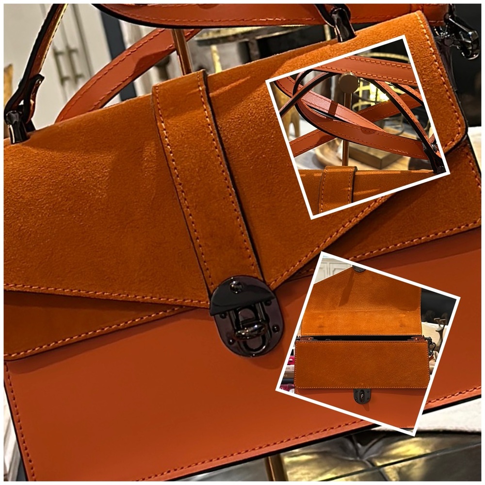 Silvano Borgatti Top Handle Crossbody Bag w/Turnlock Closure 🇮🇹 Made in Italy 🇮🇹